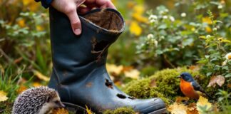 Transformez de vieilles bottes en caoutchouc en station d’eau pour la faune
