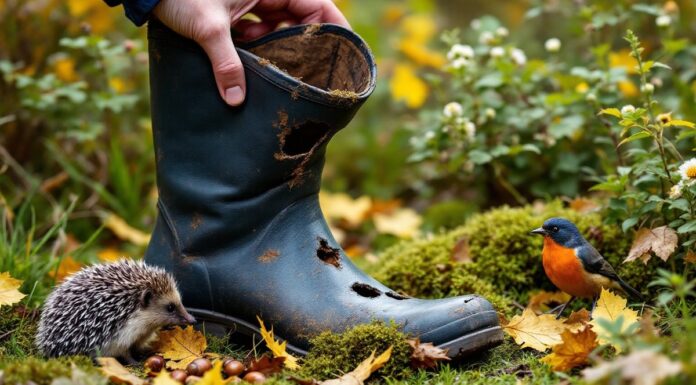 Ubah Sepatu Karet Tua Menjadi Tempat Air Satwa Liar